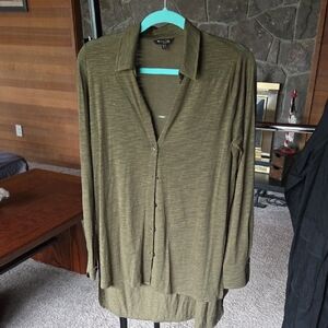 Massimo Dutti Olive Button Down Shirt